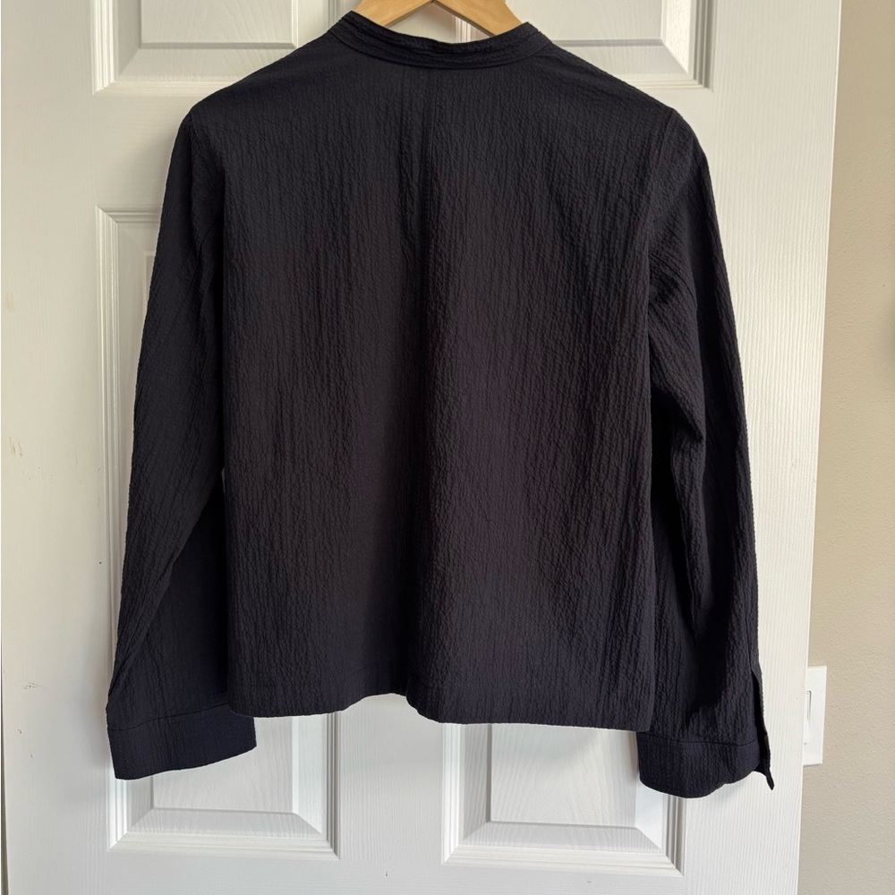 Eileen Fisher Black Textured Lightweight Jacket - Picture 2 of 8